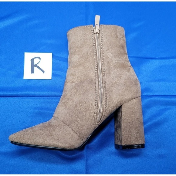 Lulus Women's Faux Suede Taupe High Heel Ankle Boots Size 6 - Picture 6 of 10